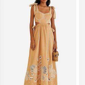 FARM Rio Sand Richilieu Sleeveless Midi Dress - LARGE
